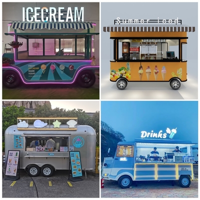Outlet Mobile Παγωτό Ποτό Τρόφιμα Snack Βαν Trailers Μπουτίκ με χωρητικότητα 1000kg