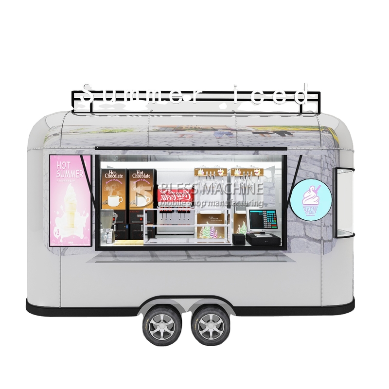 Outlet Mobile Παγωτό Ποτό Τρόφιμα Snack Βαν Trailers Μπουτίκ με χωρητικότητα 1000kg